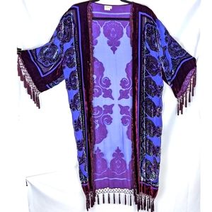 Silk Shiba Purple Festival Velvet Beaded Kimono OSFM